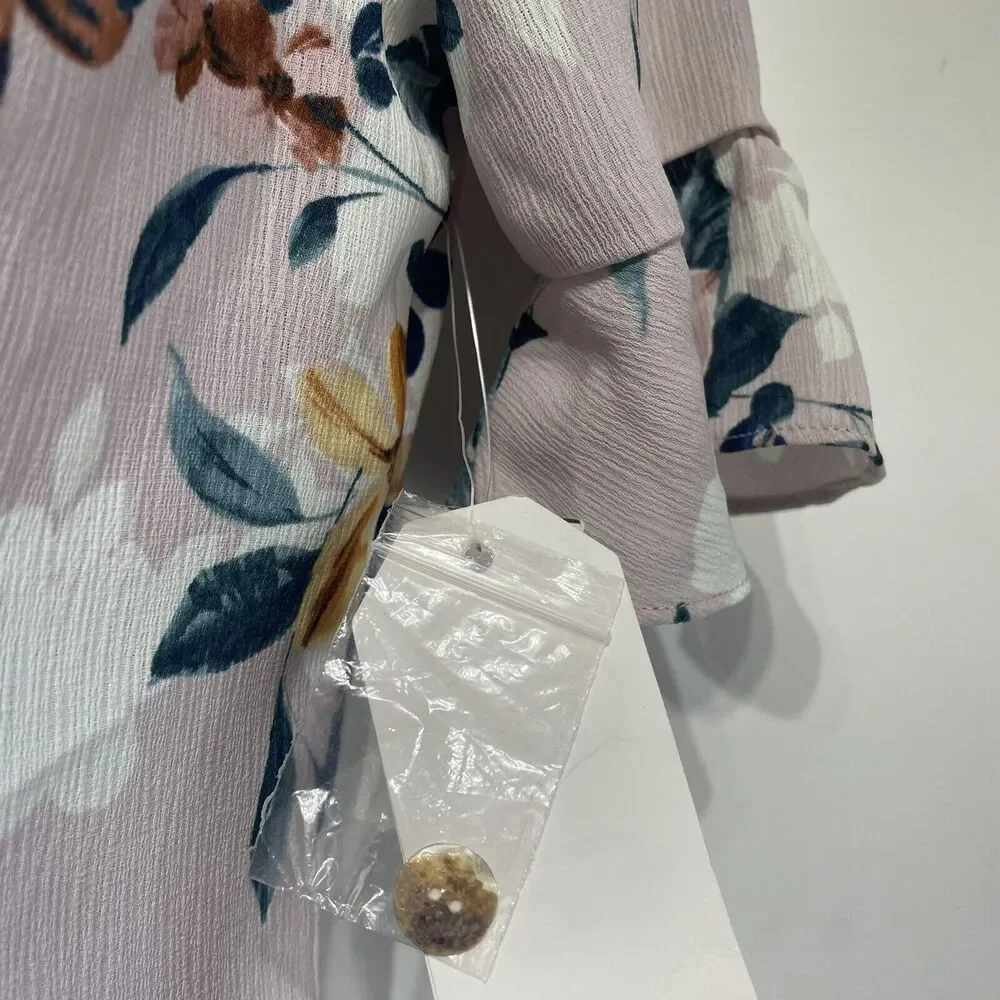 Sadie & Sage Women's Tropical Floral Button Down Pink Dress Size S